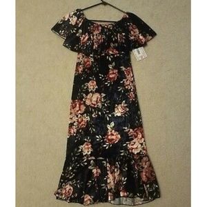 LulaRoe Cici Dress, Navy Floral Velvet, Size Small, NWT